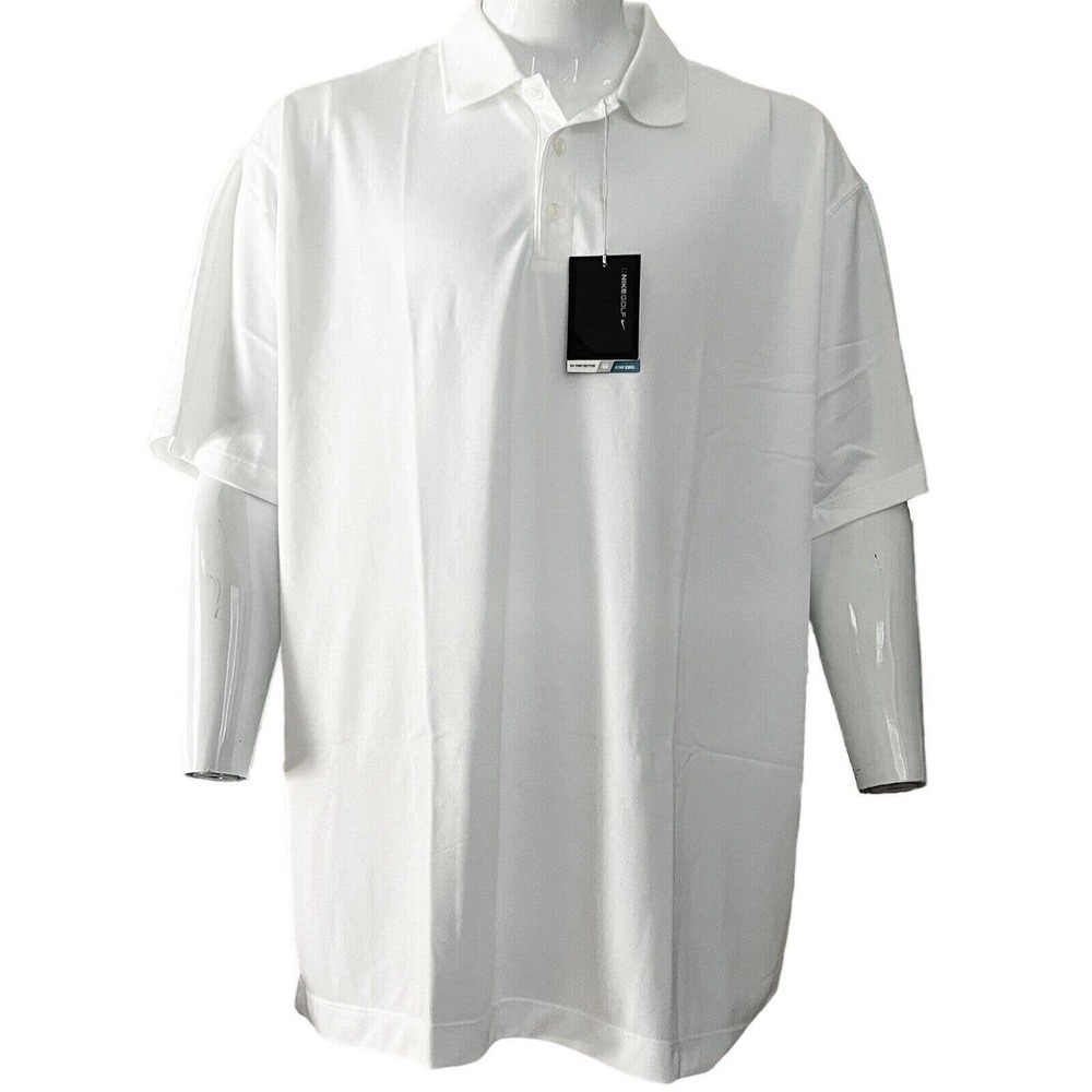 Nike Golf Polo Shirt Mens White Dri-FIT Performance Athletic‎ Short Sleeve 2XL